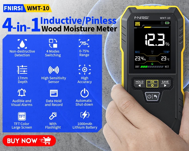 FNIRSI WD-01 WD-02 Metal Detector Wall Scanner with Newly Designed Positioning Hole for AC Live Cable Wires Metal Wood Stud Find