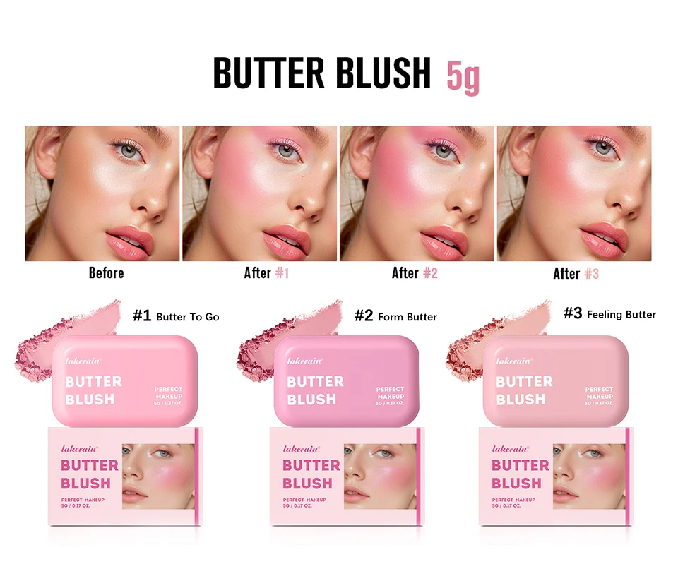 Professional Makeup Powder Blush 12HR Wear Vegan Formula Blusher Makeup Blush in Bar Cosmetics Palette Powder Pink Cream Face