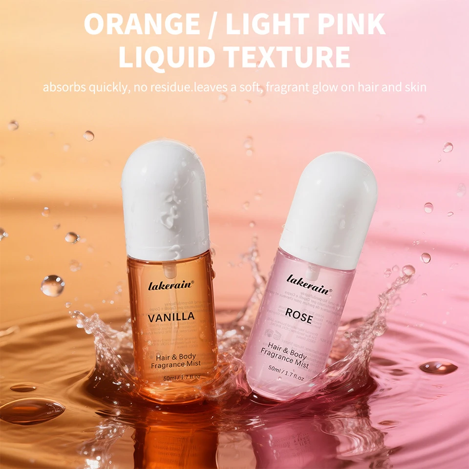 50ml Vanilla Rose Fragrance Spray Hair & Body Fragrance Mist Fresh Long Lasting Fragrance Perfume Travel Size Freshener Spray