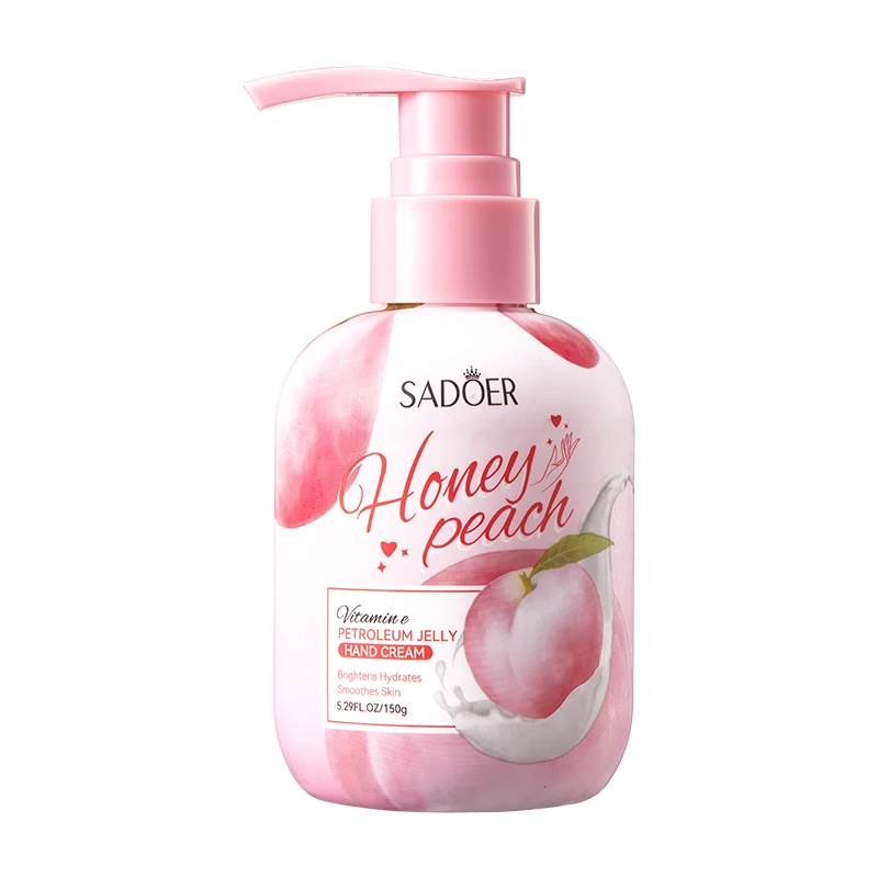 150g Peach Hand Cream, Rich in Glycerin, Peach Extract Essence, and Tocopherol, with a Moisturizing Texture That Is Non-Greasy, Can Nourish Dry Skin, and Can Be Used for Hand, Foot, and Body Care, Keeping Skin Hydrated, Soft, Smooth, and Radiant. Suitable for Rough and Dry Skin.