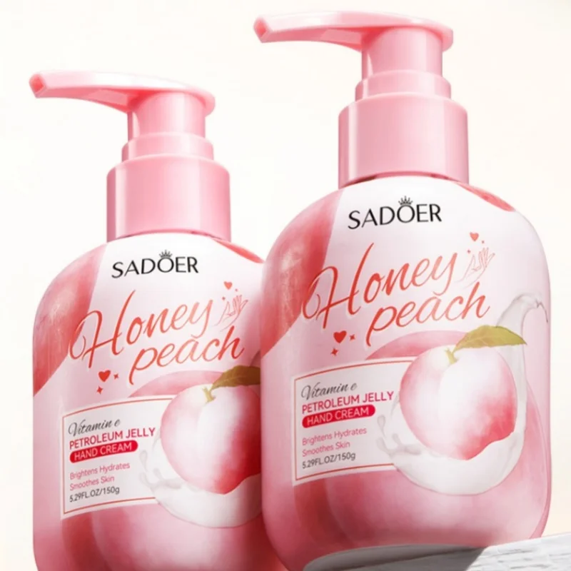 150g Peach Hand Cream, Rich in Glycerin, Peach Extract Essence, and Tocopherol, with a Moisturizing Texture That Is Non-Greasy, Can Nourish Dry Skin, and Can Be Used for Hand, Foot, and Body Care, Keeping Skin Hydrated, Soft, Smooth, and Radiant. Suitable for Rough and Dry Skin.