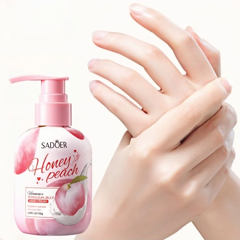 150g Peach Hand Cream, Rich in Glycerin, Peach Extract Essence, and Tocopherol, with a Moisturizing Texture That Is Non-Greasy, Can Nourish Dry Skin, and Can Be Used for Hand, Foot, and Body Care, Keeping Skin Hydrated, Soft, Smooth, and Radiant. Suitable for Rough and Dry Skin.