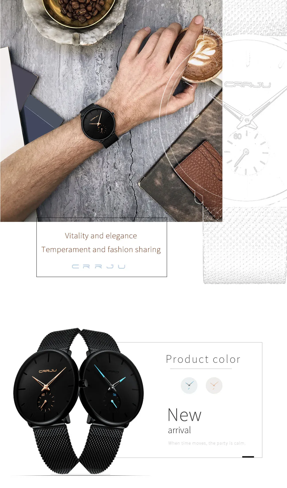 CRRJU Fashion Mens Watches Top Brand Luxury Quartz Watch Men Casual Slim Mesh Steel Waterproof Sport Watch Relogio Masculino