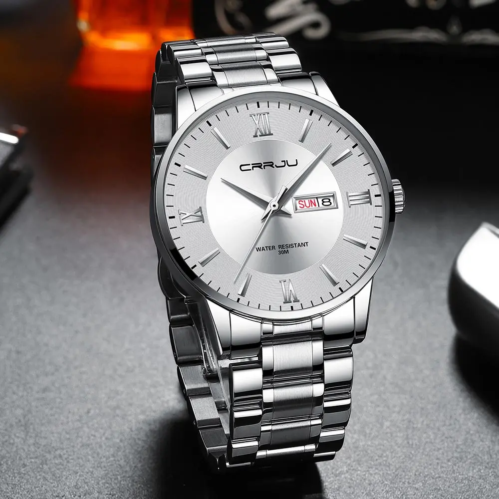 2021 CRRJU Top Brand Luxury Sport Watches Mens Quartz Wristwatch Fashion Watch Men 30ATM Waterproof Date Clock Relogio Masculino
