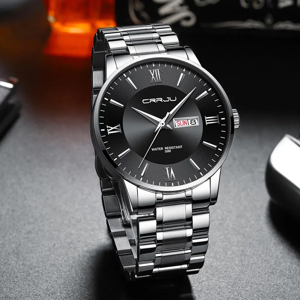 2021 CRRJU Top Brand Luxury Sport Watches Mens Quartz Wristwatch Fashion Watch Men 30ATM Waterproof Date Clock Relogio Masculino