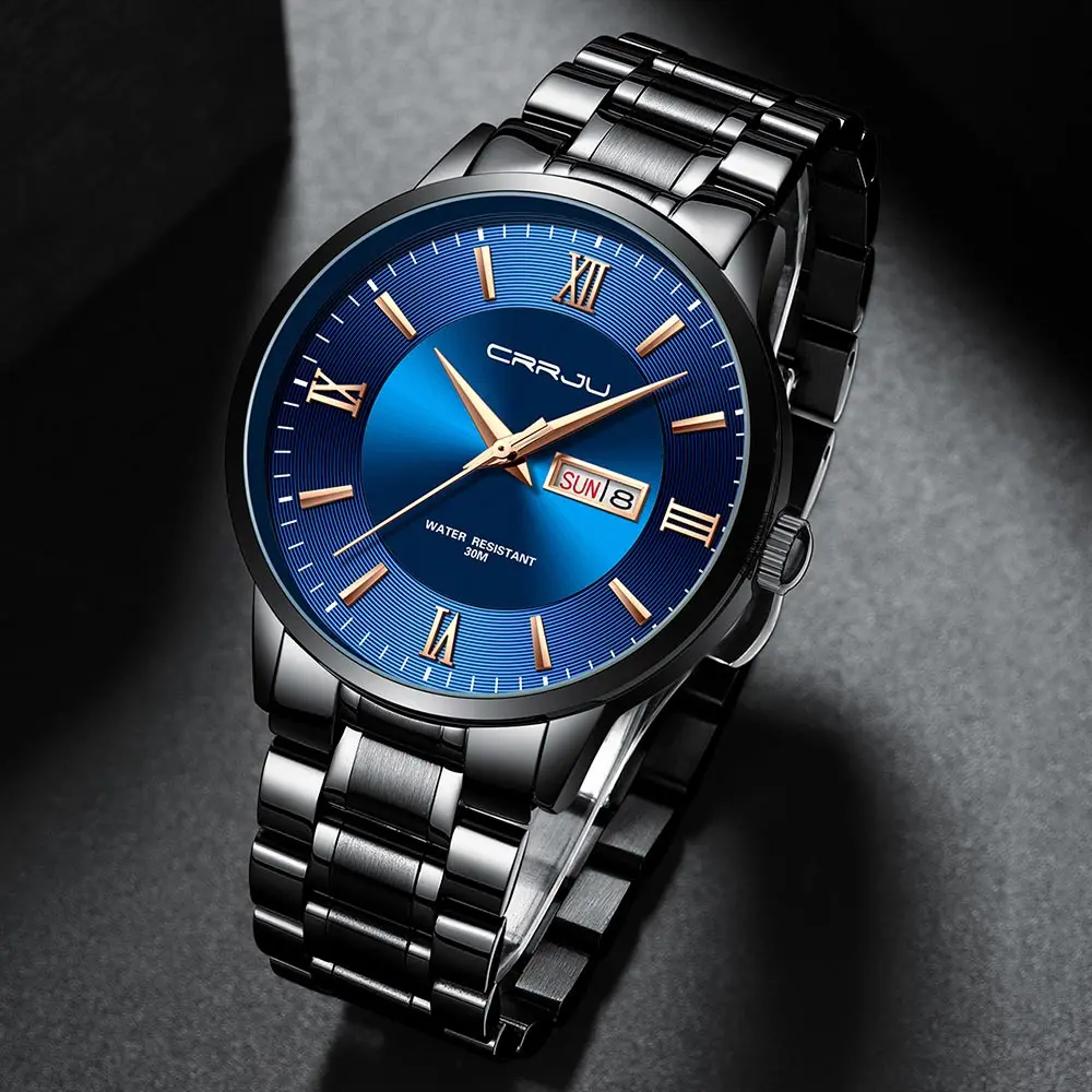 2021 CRRJU Top Brand Luxury Sport Watches Mens Quartz Wristwatch Fashion Watch Men 30ATM Waterproof Date Clock Relogio Masculino