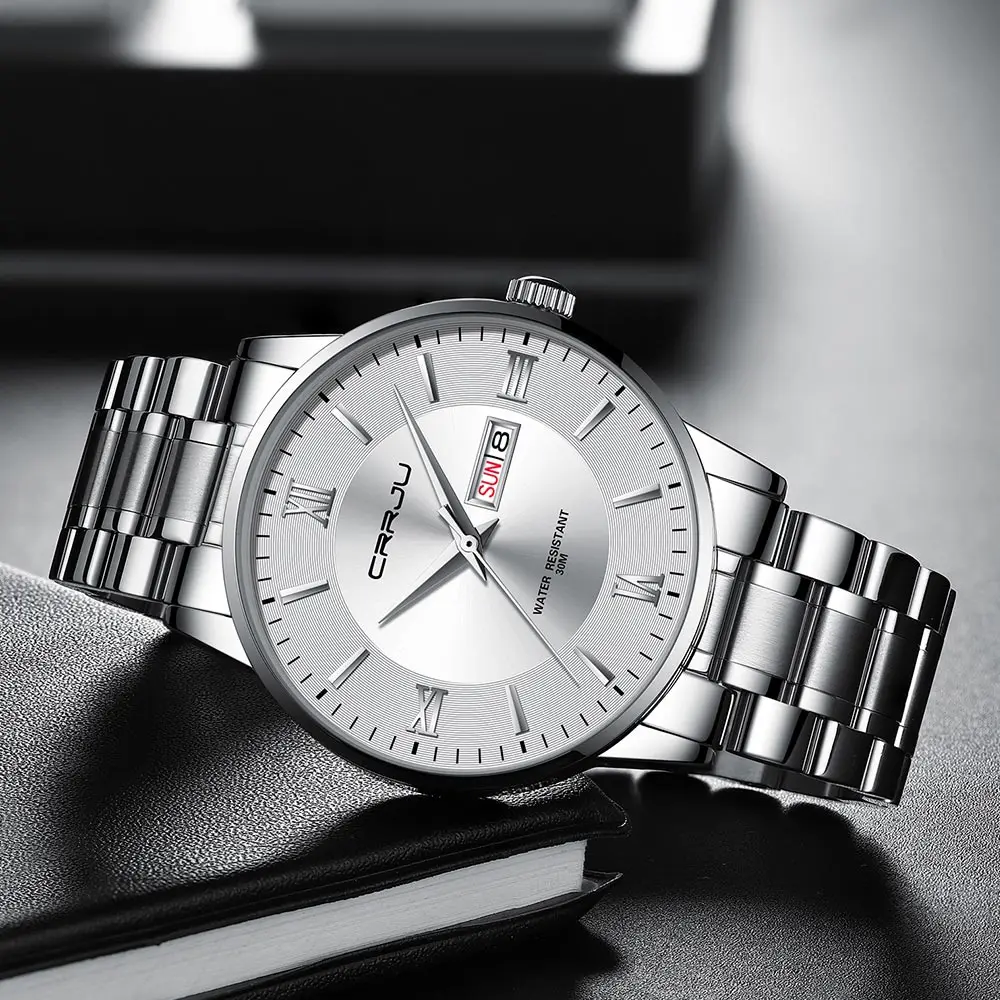 2021 CRRJU Top Brand Luxury Sport Watches Mens Quartz Wristwatch Fashion Watch Men 30ATM Waterproof Date Clock Relogio Masculino