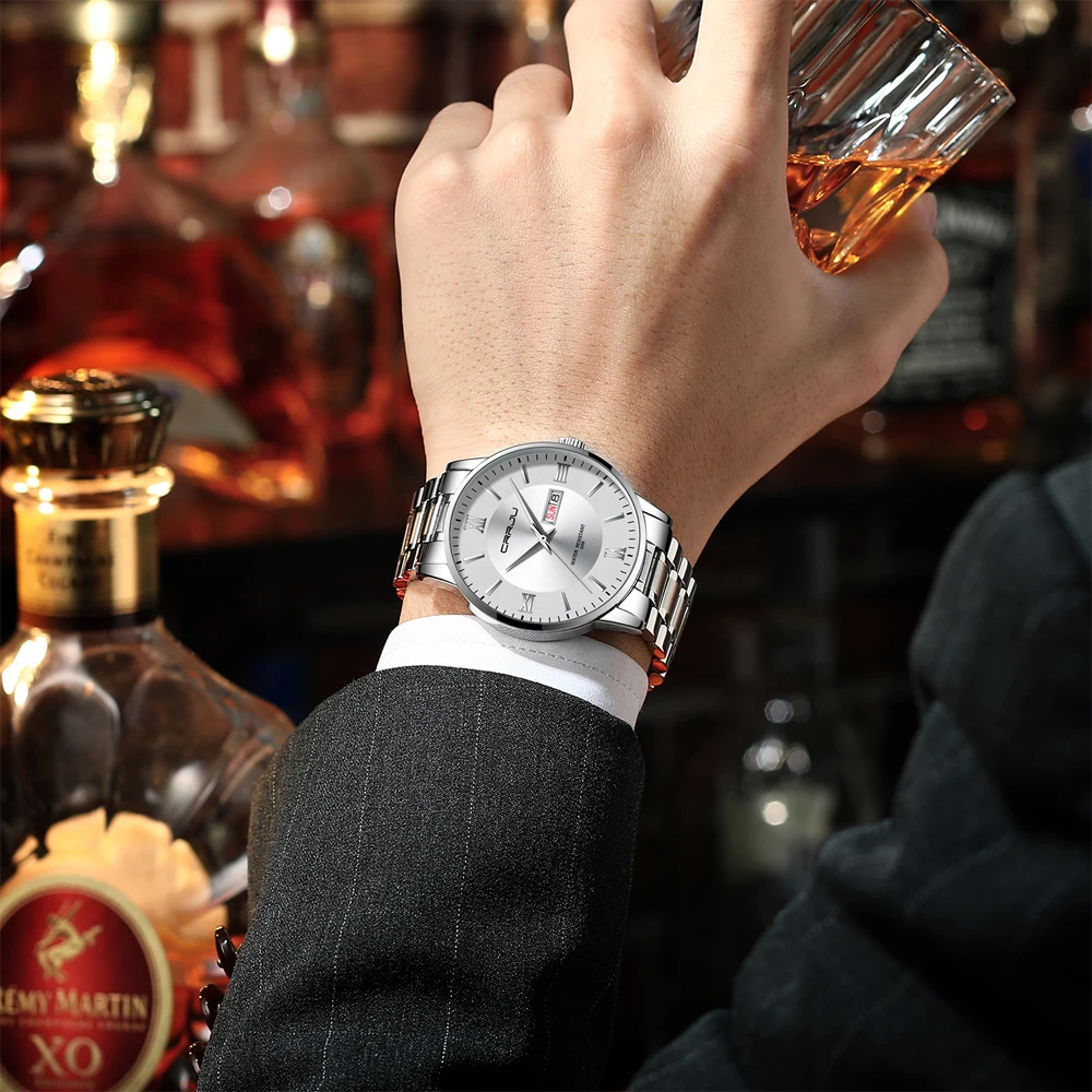 2021 CRRJU Top Brand Luxury Sport Watches Mens Quartz Wristwatch Fashion Watch Men 30ATM Waterproof Date Clock Relogio Masculino