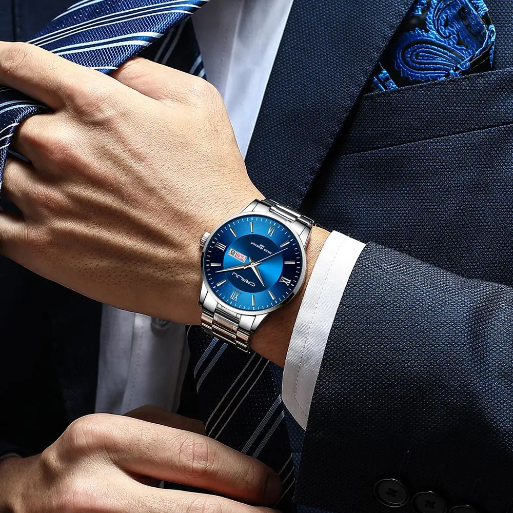 2021 CRRJU Top Brand Luxury Sport Watches Mens Quartz Wristwatch Fashion Watch Men 30ATM Waterproof Date Clock Relogio Masculino