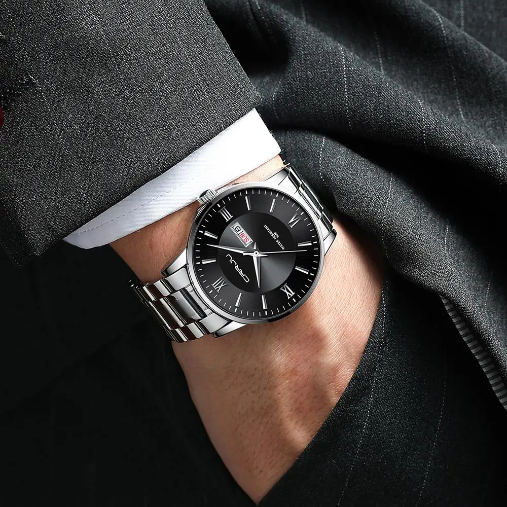 2021 CRRJU Top Brand Luxury Sport Watches Mens Quartz Wristwatch Fashion Watch Men 30ATM Waterproof Date Clock Relogio Masculino