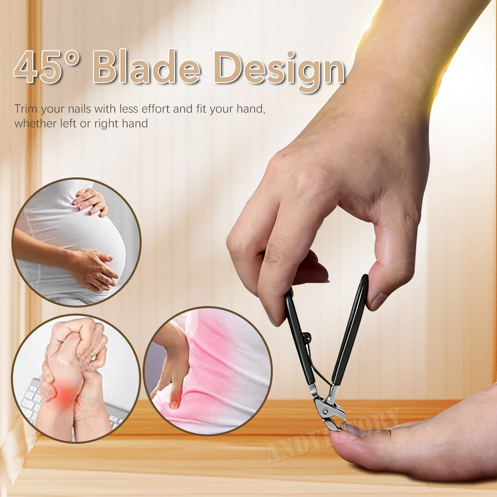 Angled Head Nail Clippers Woman Man Toenail Clipper Thick Nails Stainless Steel Curved Blade Nail Cutter Trimmer Manicure Tools