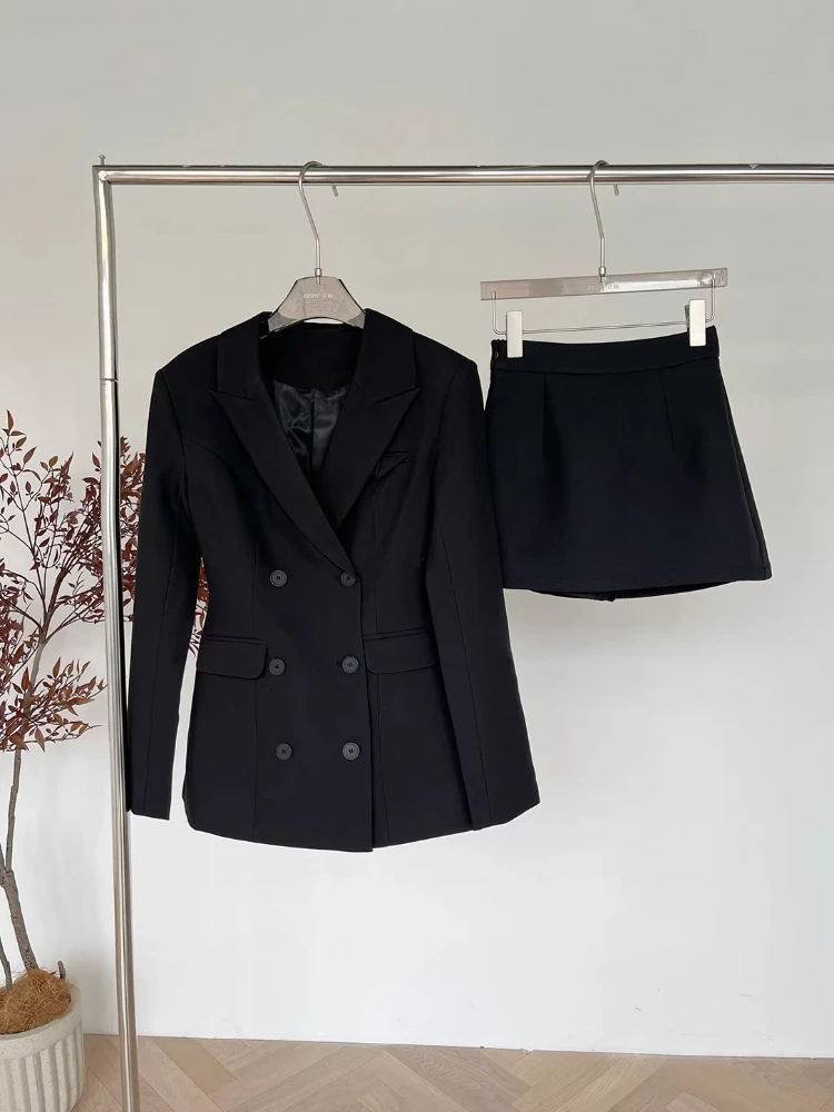Korean Style Elegant Women 3 Piece Set Slim Blazer Coat + Design Blouse + Mini Skirt Y2k Harajuku Retro New Fashion Outfits 2025