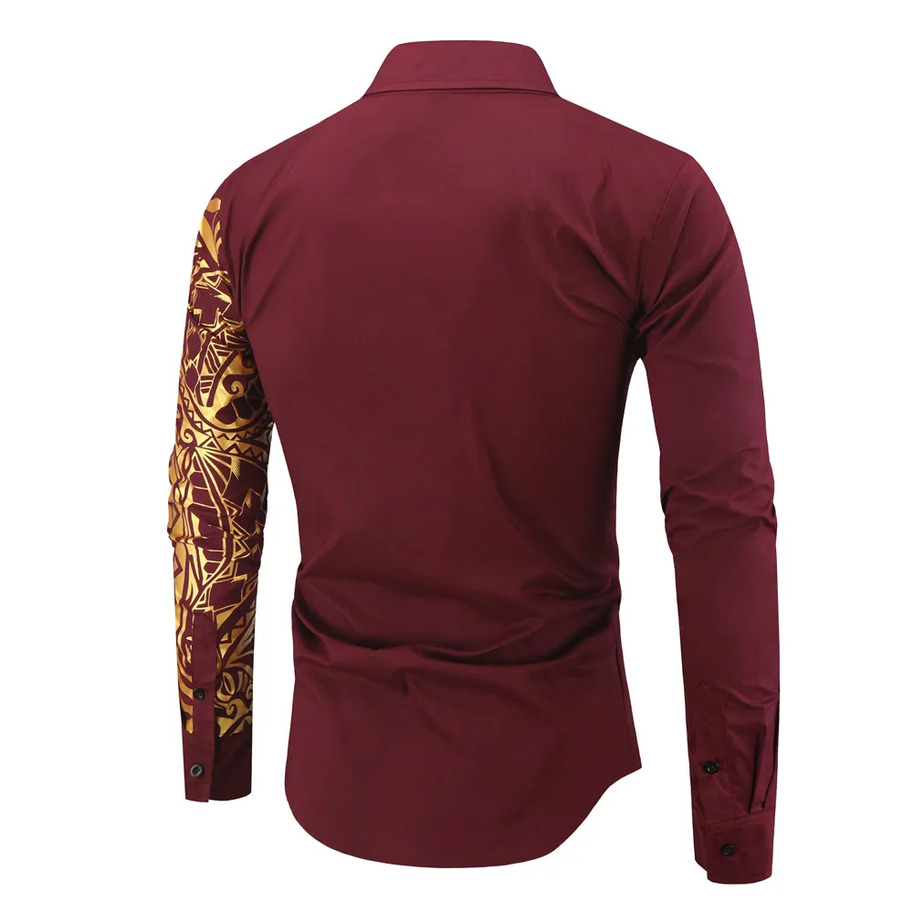 2026 Men's Brand Shirt, Luxury Gold High Quality Long Sleeve Shirts, Business White Black Men Dress Prom Social Print Shirts
