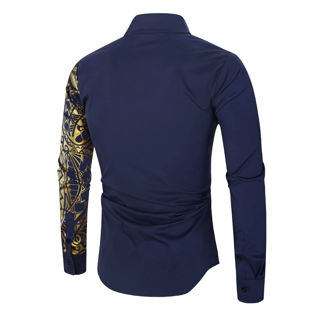 2026 Men's Brand Shirt, Luxury Gold High Quality Long Sleeve Shirts, Business White Black Men Dress Prom Social Print Shirts