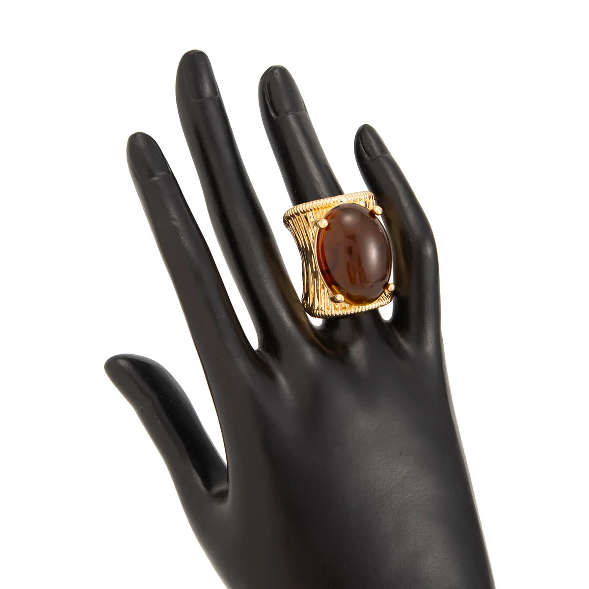 Rock Punk Hip Hop Vintage Elegant Black Brown Shading Resin Stone Chunky Metal Ring for Women Girl Jewelry Gift 2026 NEW