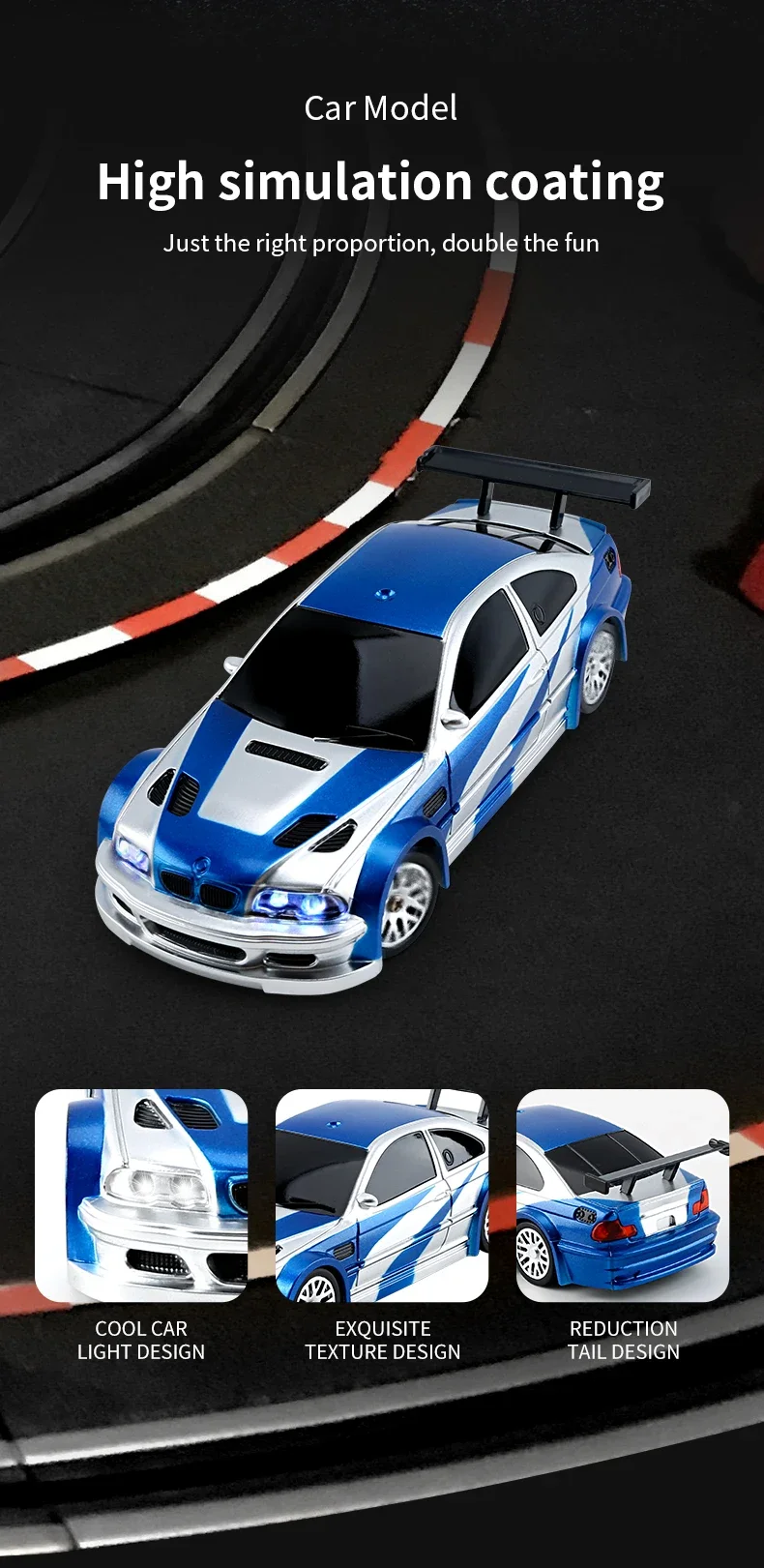 1/43 RC Speed Car RTR No Gyro 2.4G Four-wheel Drive Radio Control Racing Drifting Car Mini Gifts 4WD High Speed Model