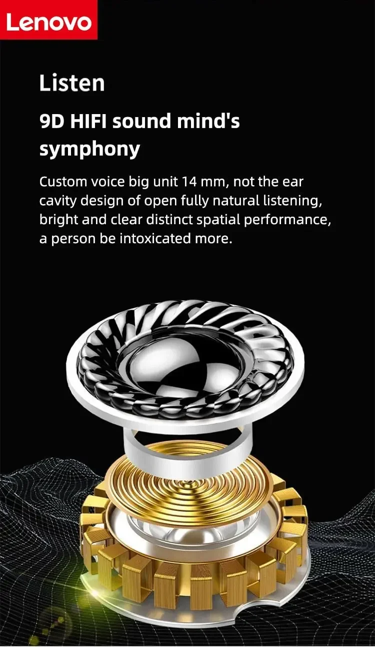 Lenovo Bluetooth Wireless Earphones A520 Auricles Headphones EarHooks Game Headset Sports Touch Control Earbuds with Mic