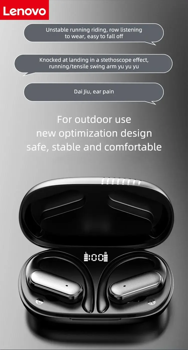 Lenovo Bluetooth Wireless Earphones A520 Auricles Headphones EarHooks Game Headset Sports Touch Control Earbuds with Mic
