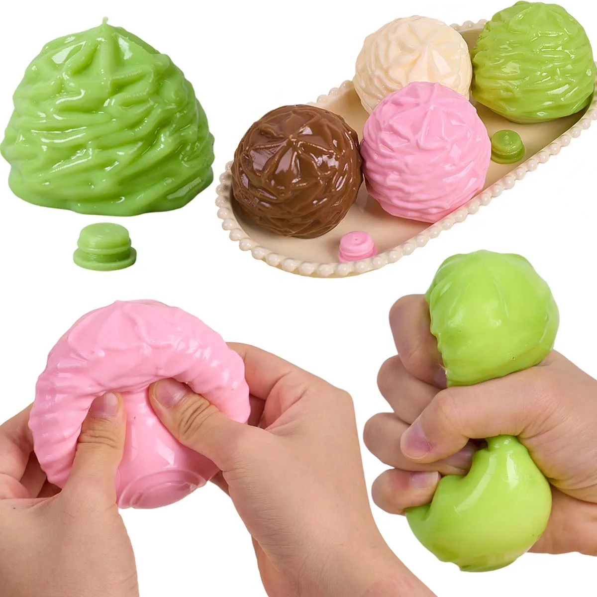 Cream Shape TPR Empty Ball Skin DIY Fill Slime Stress Tool Accessories Squeeze Fidget Toy Crafts Making for Adults