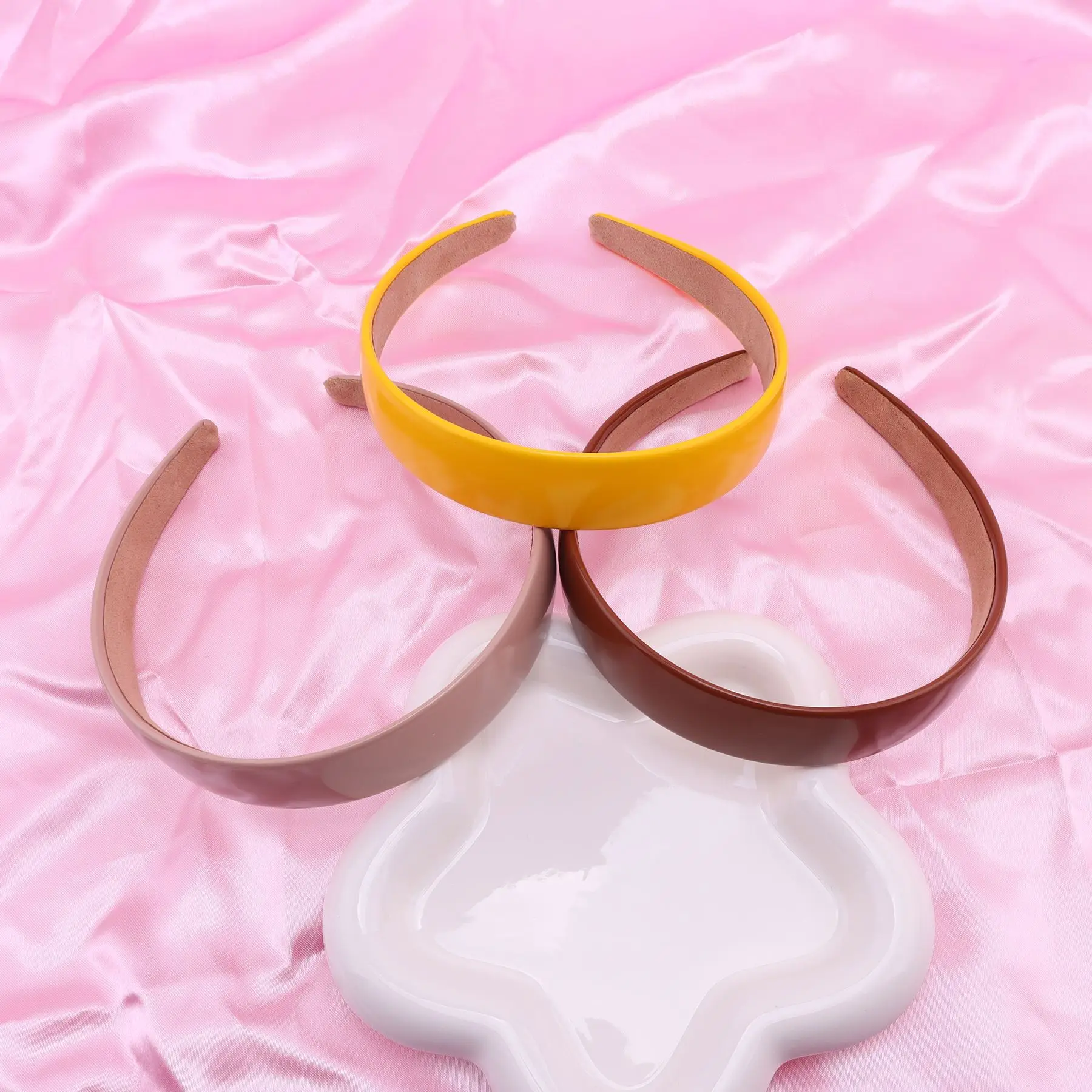 Colorful PU Headband 2.5CM Wide Headbands for Women Bright Color Soft Elastic Hair Hoop Girls Assorted Colors Hair Accessories