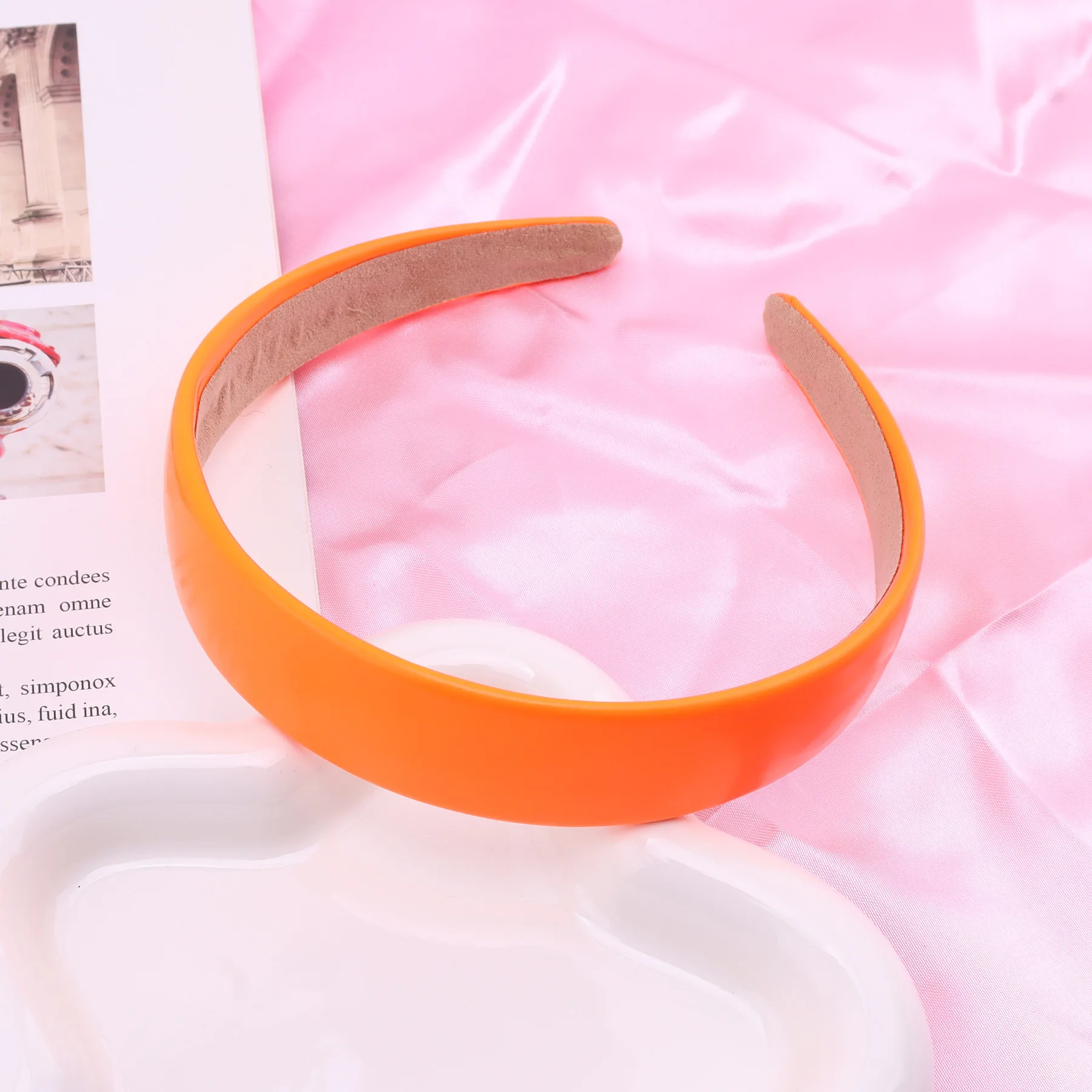 Colorful PU Headband 2.5CM Wide Headbands for Women Bright Color Soft Elastic Hair Hoop Girls Assorted Colors Hair Accessories