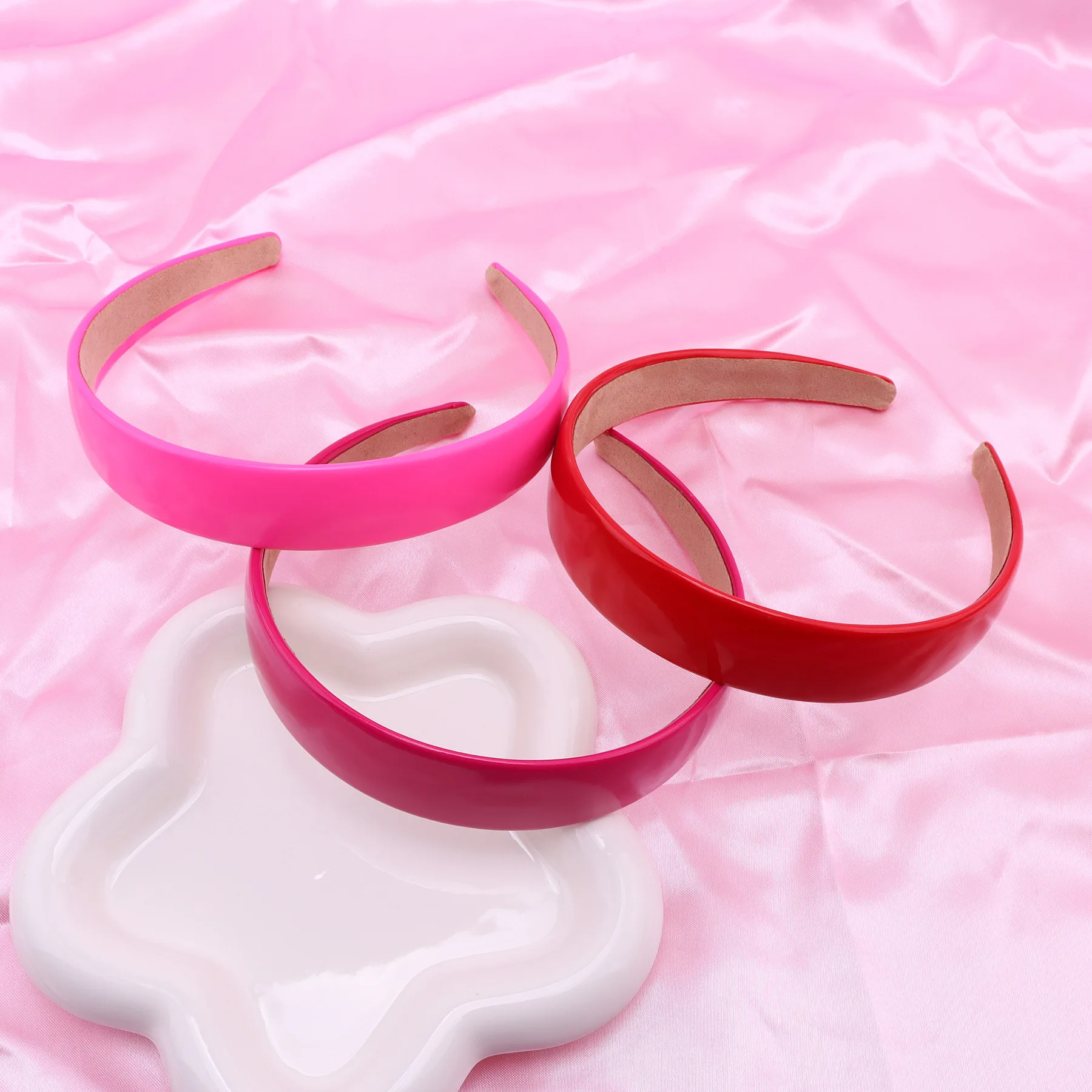 Colorful PU Headband 2.5CM Wide Headbands for Women Bright Color Soft Elastic Hair Hoop Girls Assorted Colors Hair Accessories