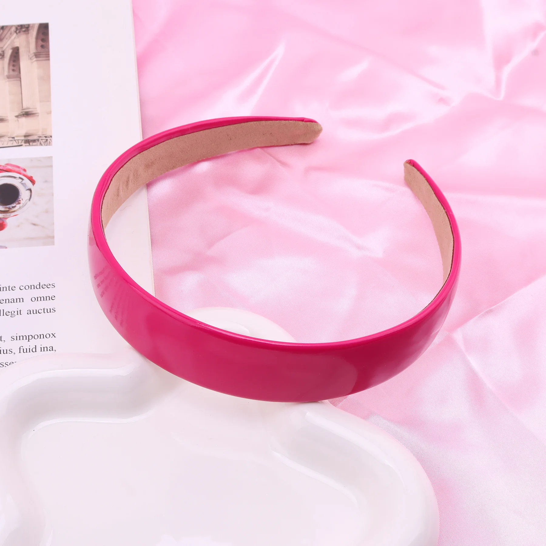 Colorful PU Headband 2.5CM Wide Headbands for Women Bright Color Soft Elastic Hair Hoop Girls Assorted Colors Hair Accessories