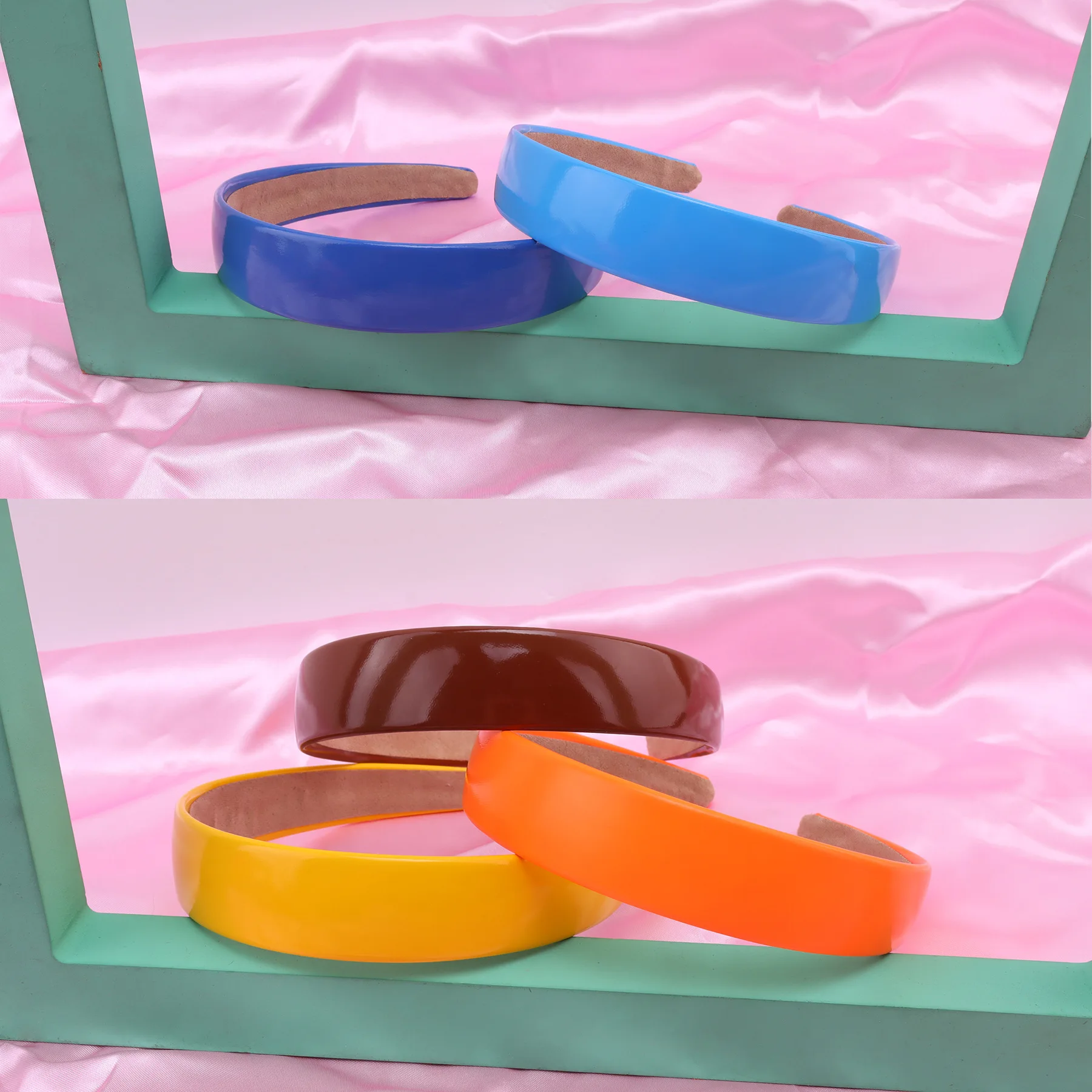 Colorful PU Headband 2.5CM Wide Headbands for Women Bright Color Soft Elastic Hair Hoop Girls Assorted Colors Hair Accessories