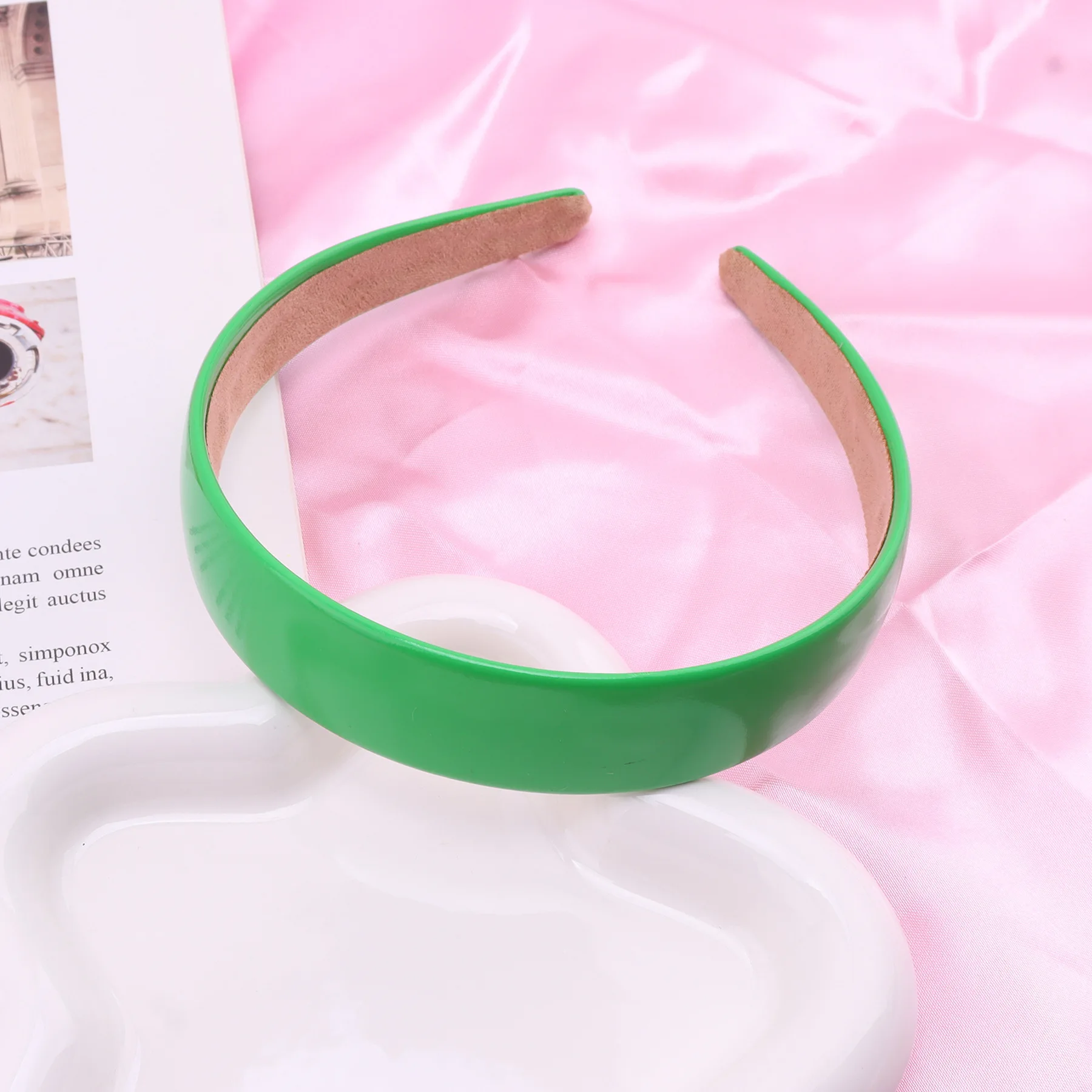 Colorful PU Headband 2.5CM Wide Headbands for Women Bright Color Soft Elastic Hair Hoop Girls Assorted Colors Hair Accessories