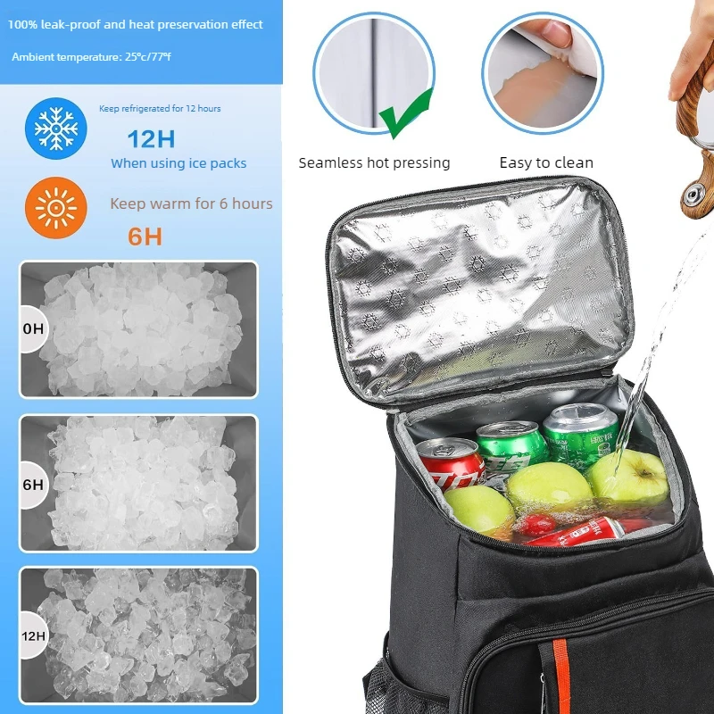 18L Portable Thermal Lunch Bag Food Box Durable Waterproof Cooler Ice Insulated Case Camping Dinner Storage Oxford Backpack