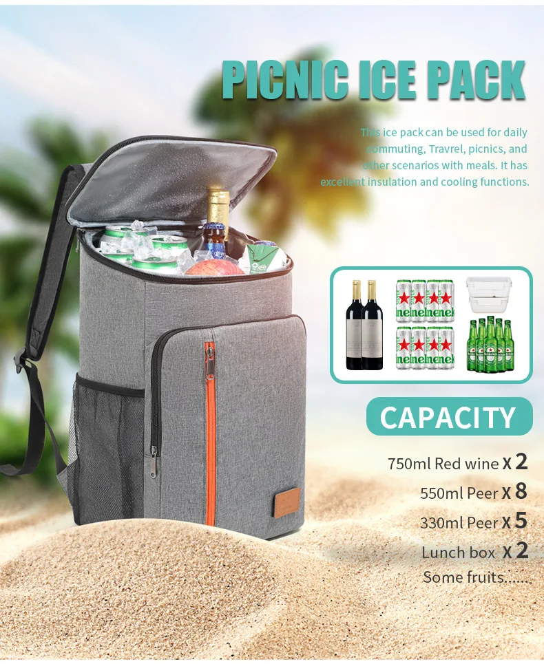 18L Portable Thermal Lunch Bag Food Box Durable Waterproof Cooler Ice Insulated Case Camping Dinner Storage Oxford Backpack