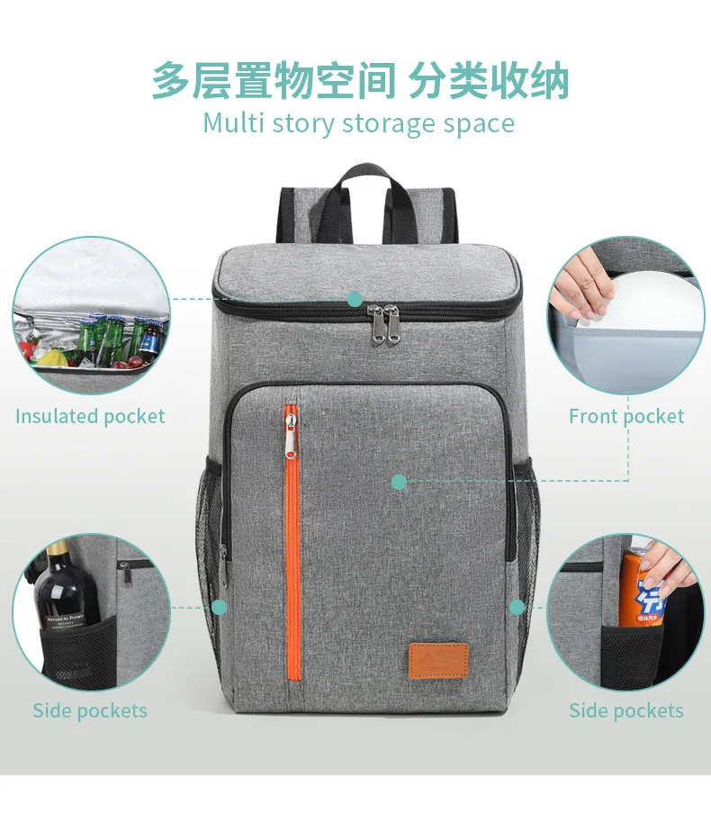 18L Portable Thermal Lunch Bag Food Box Durable Waterproof Cooler Ice Insulated Case Camping Dinner Storage Oxford Backpack
