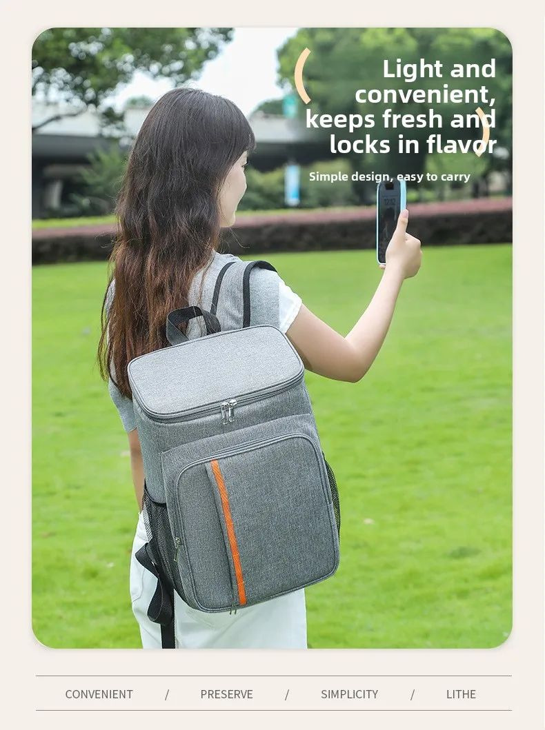 18L Portable Thermal Lunch Bag Food Box Durable Waterproof Cooler Ice Insulated Case Camping Dinner Storage Oxford Backpack
