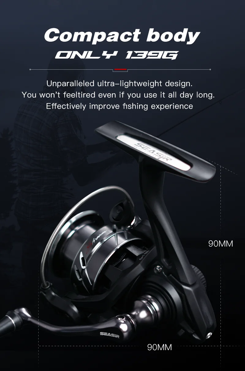SEASIR Stream Spinning Reel 139g Ultralight Carbon Washers Max Drag 6Kg 5+1BB 5.4:1 Gear Ratio Fishing Wheel