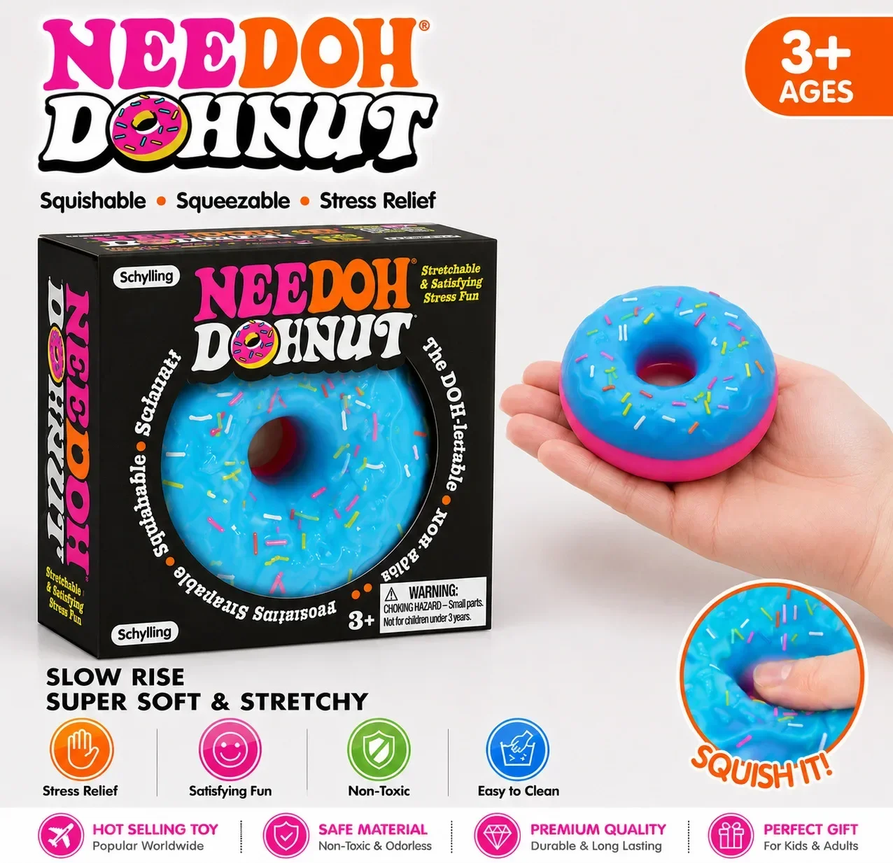 NeeDoh Donut Pinch Music Maltose Rebound Stress Relieving Toy Stress Relieving Toy Stress Relieving Toy for Life and Work