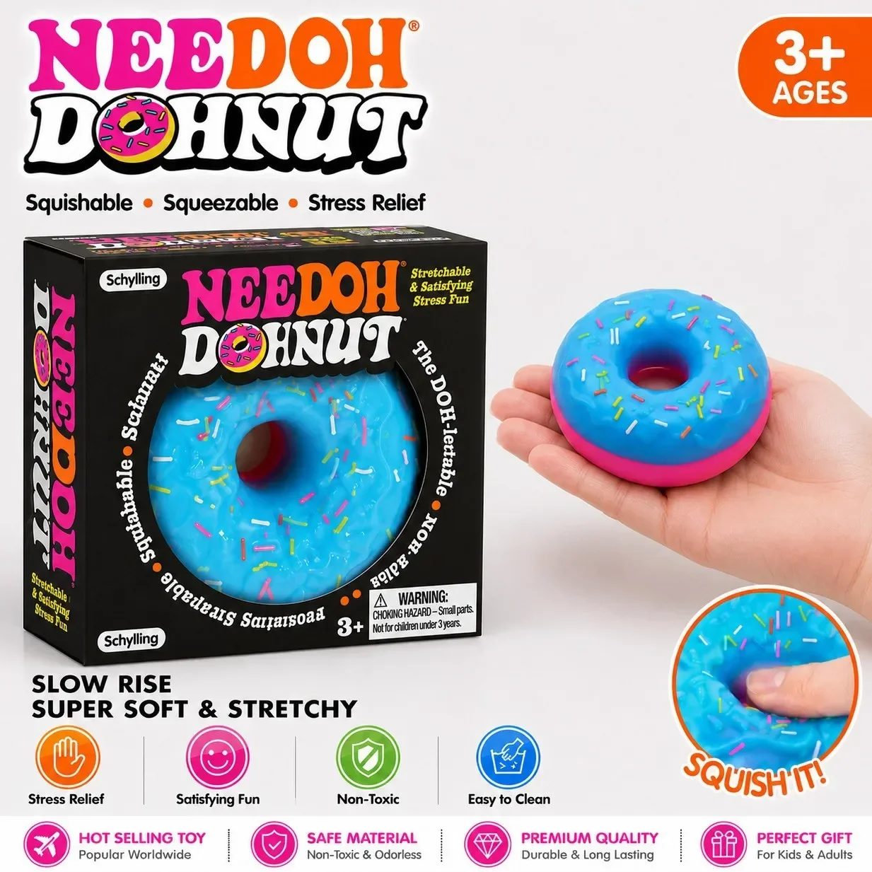 NeeDoh Donut Pinch Music Maltose Rebound Stress Relieving Toy Stress Relieving Toy Stress Relieving Toy for Life and Work