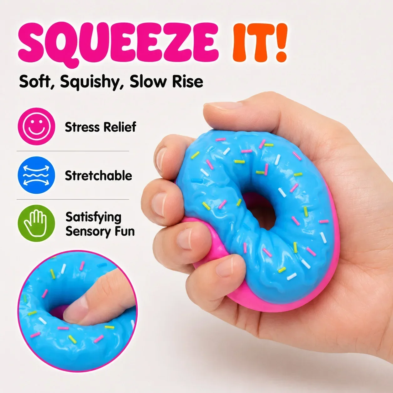 NeeDoh Donut Pinch Music Maltose Rebound Stress Relieving Toy Stress Relieving Toy Stress Relieving Toy for Life and Work