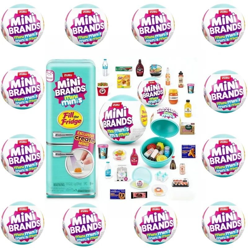 New ZURU Mini Brands Refrigerator Ball Surprise Blind Box Super Mini Snacks Toys For Role Play Home Dollhouse Furniture Gift