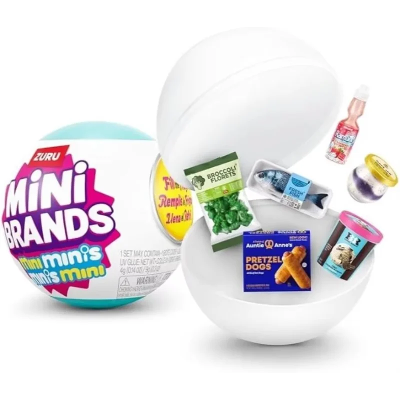 New ZURU Mini Brands Refrigerator Ball Surprise Blind Box Super Mini Snacks Toys For Role Play Home Dollhouse Furniture Gift