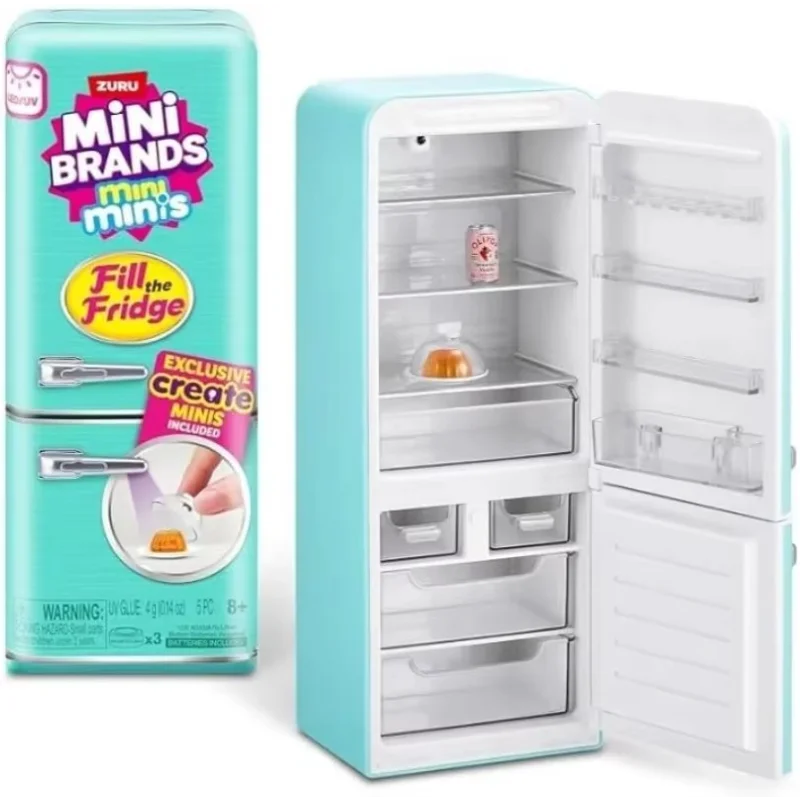New ZURU Mini Brands Refrigerator Ball Surprise Blind Box Super Mini Snacks Toys For Role Play Home Dollhouse Furniture Gift