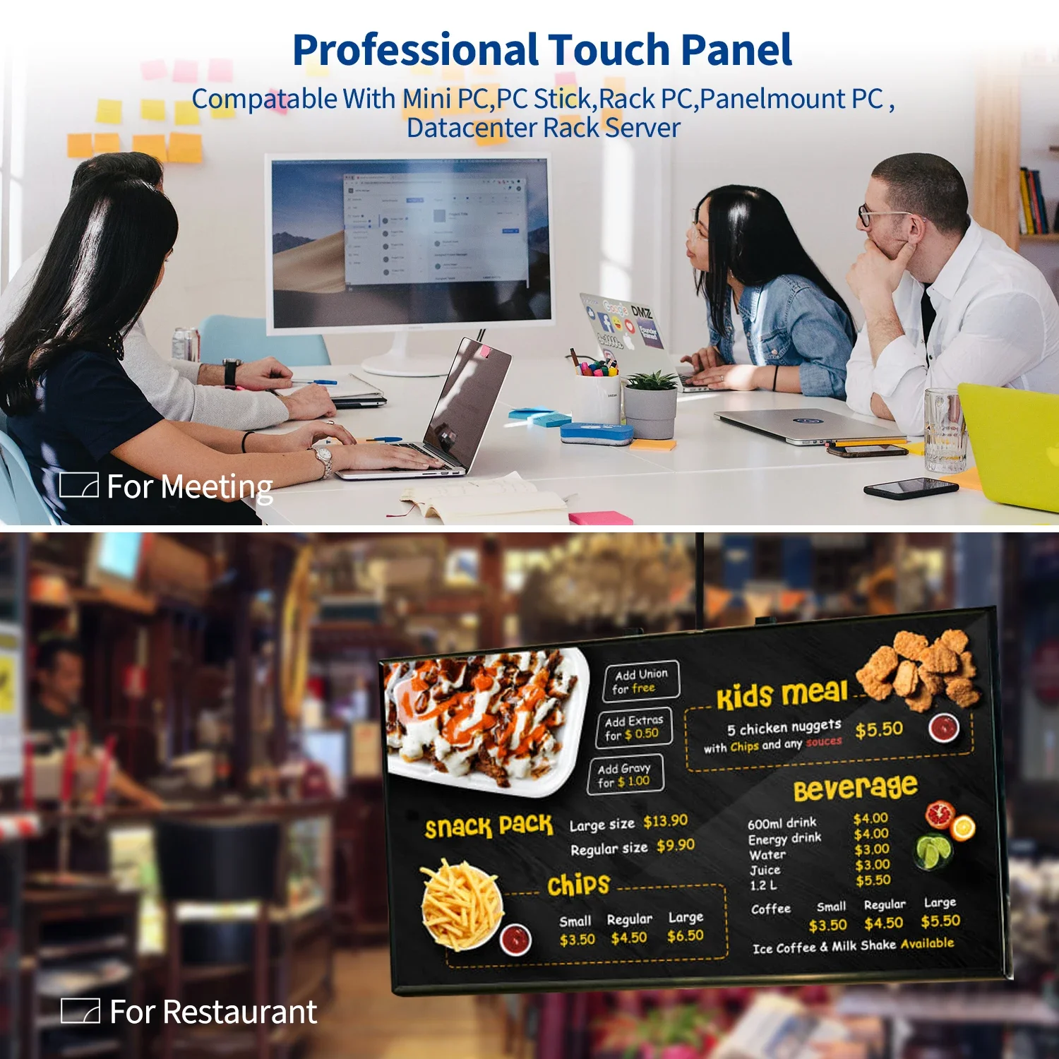 TouchWo 21.5 27 32 Inch Hdmi Touch Screen Pc Touchscreen Monitor Android14/Window 11 Touch Computer Industrial All In One Pc