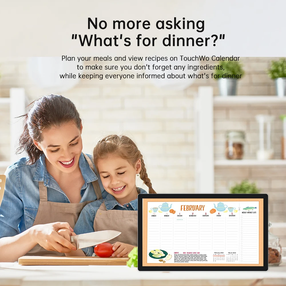 TouchWo 15.6-43 Inch Touchscreen Digital Calendar & Chore Chart, Smart Electronic Calendar for Work & Family Schedule