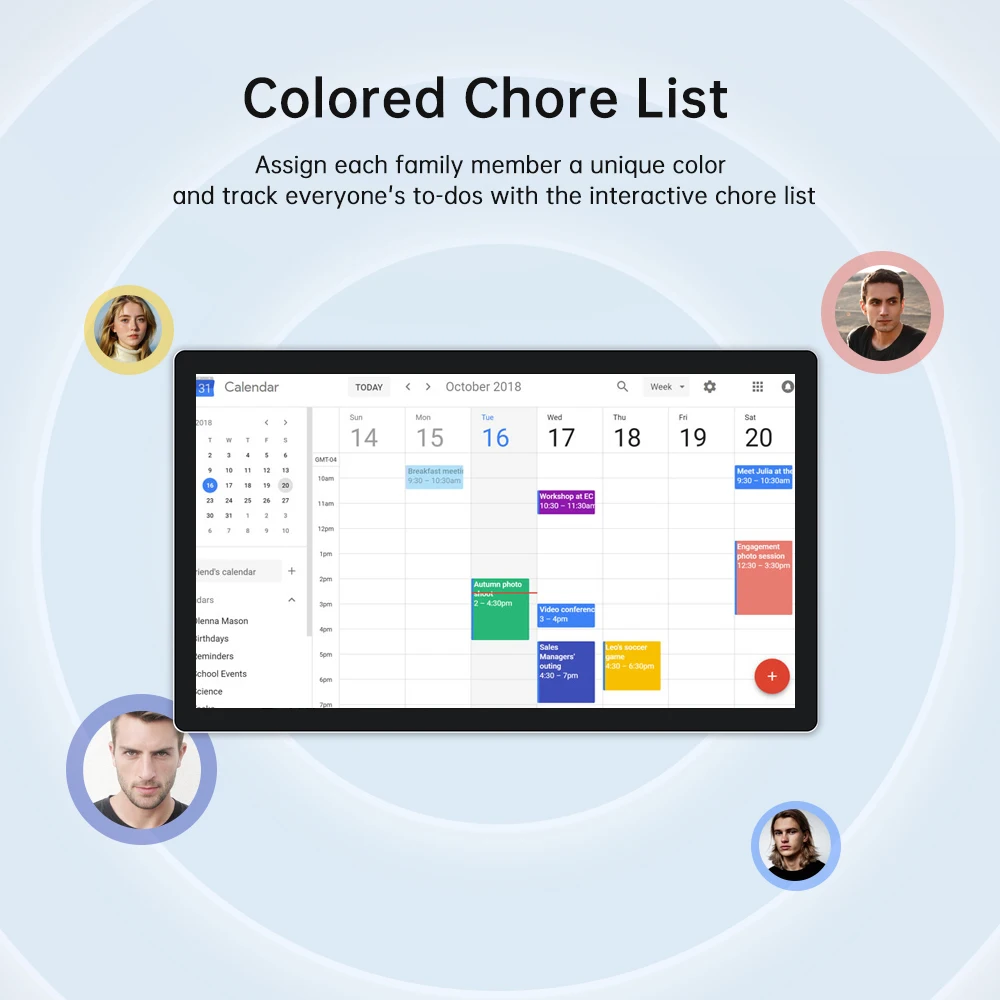 TouchWo 15.6-43 Inch Touchscreen Digital Calendar & Chore Chart, Smart Electronic Calendar for Work & Family Schedule