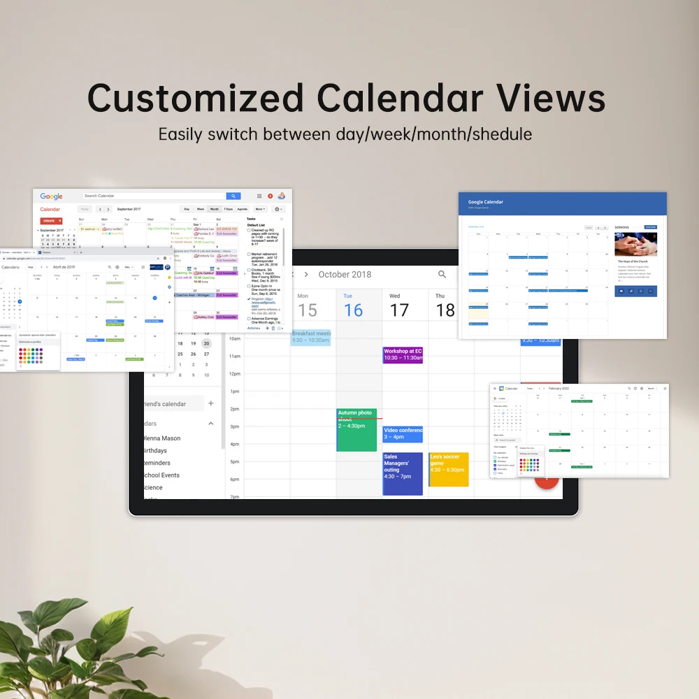 TouchWo 15.6-43 Inch Touchscreen Digital Calendar & Chore Chart, Smart Electronic Calendar for Work & Family Schedule