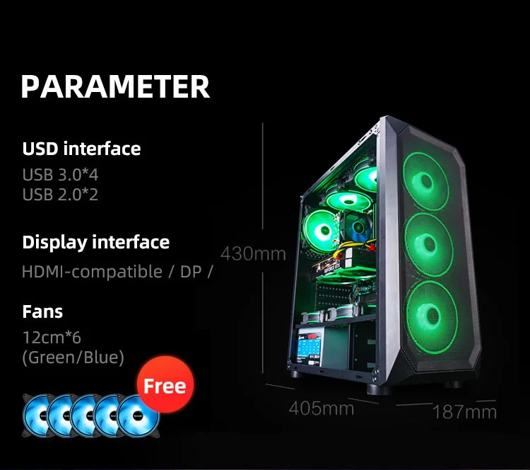 Aotesier High Quality Core I7 I9 I5 with E5 2650 CPU 16GB RAM SSD HDD GTX 950 8GB Graphics Card Gaming Desktop PC Gamer Game
