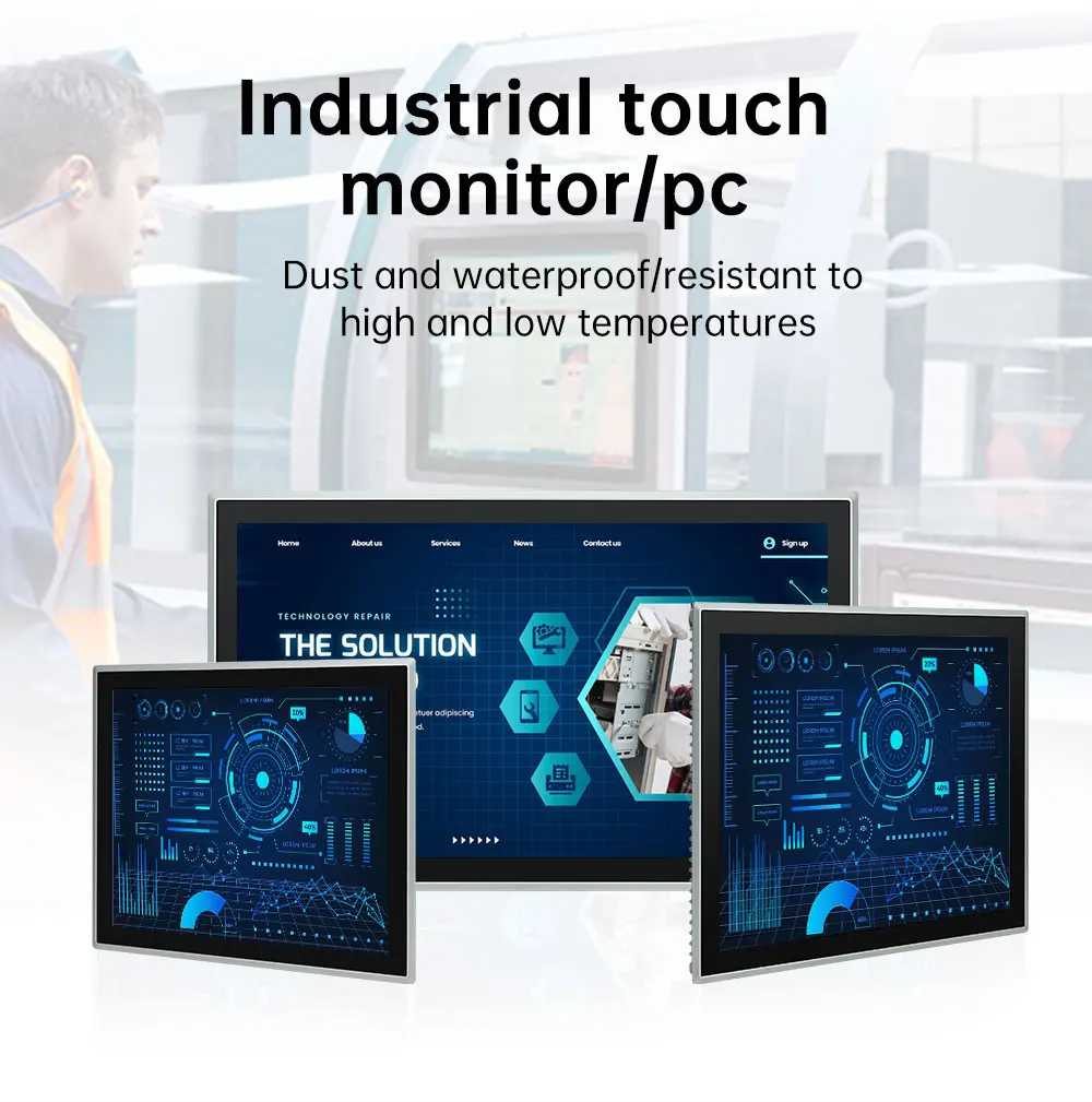 8~23.8 Inch Touch Industrial Screen IP65 Touch Screen Integrated Pc Industrial Embedded Panel PC TouchScreen Monitor