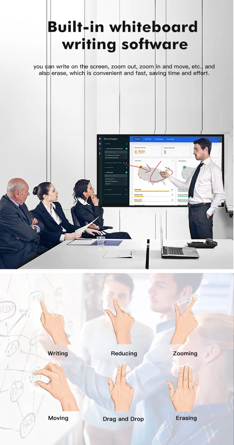 TouchWo 32 43 55 65" Interactive Whiteboard Touchscreen Monitor,All-in-One Touch Computer Smart Board For Office Classroom