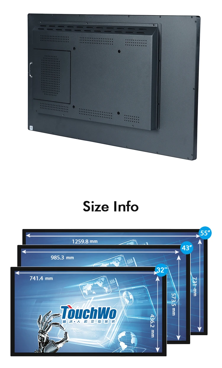 TouchWo 32 43 55 65" Interactive Whiteboard Touchscreen Monitor,All-in-One Touch Computer Smart Board For Office Classroom