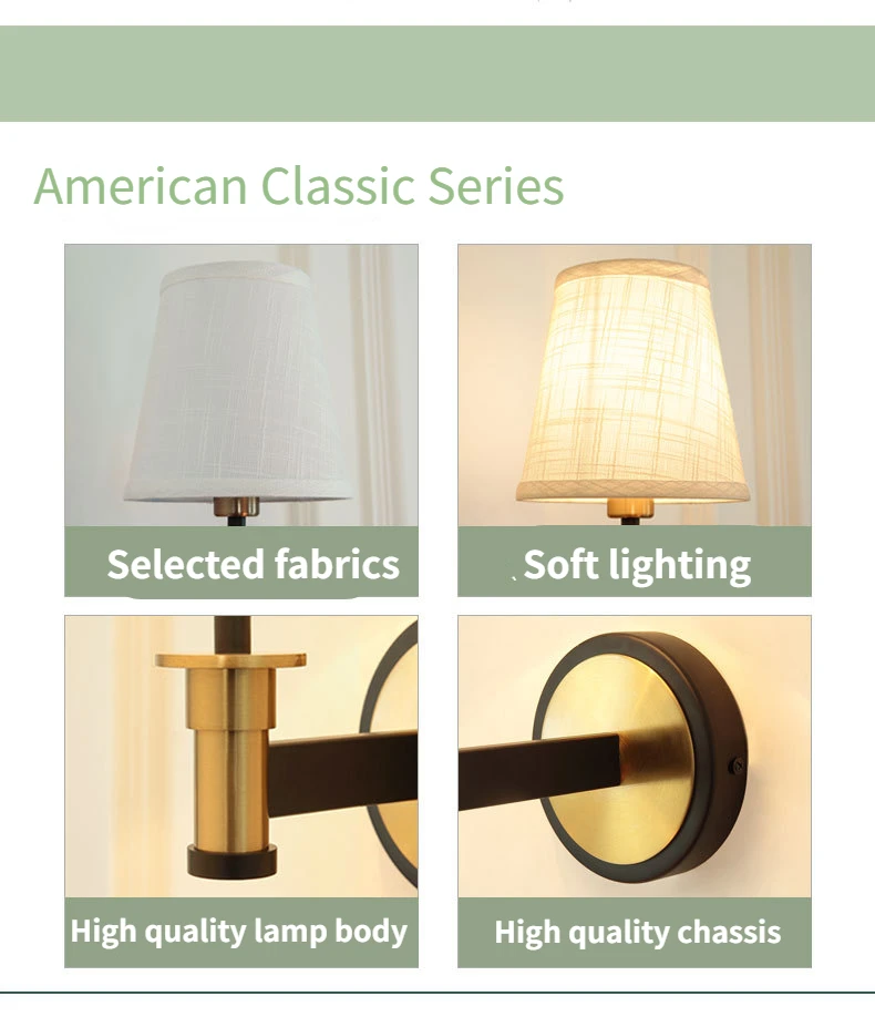 New American Style Rural Wall Lamp Bedroom Bedside Lighting Mirror Front Lamp Simple Living Room Hallway Single Head Wall Light