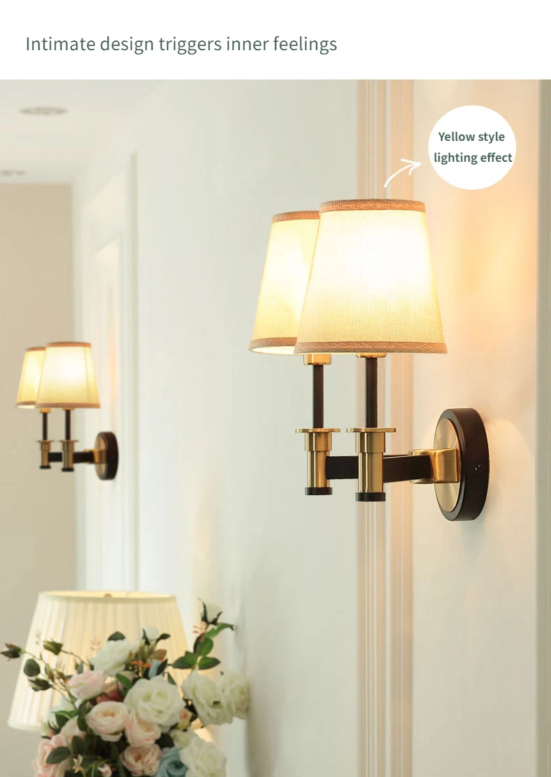 New American Style Rural Wall Lamp Bedroom Bedside Lighting Mirror Front Lamp Simple Living Room Hallway Single Head Wall Light